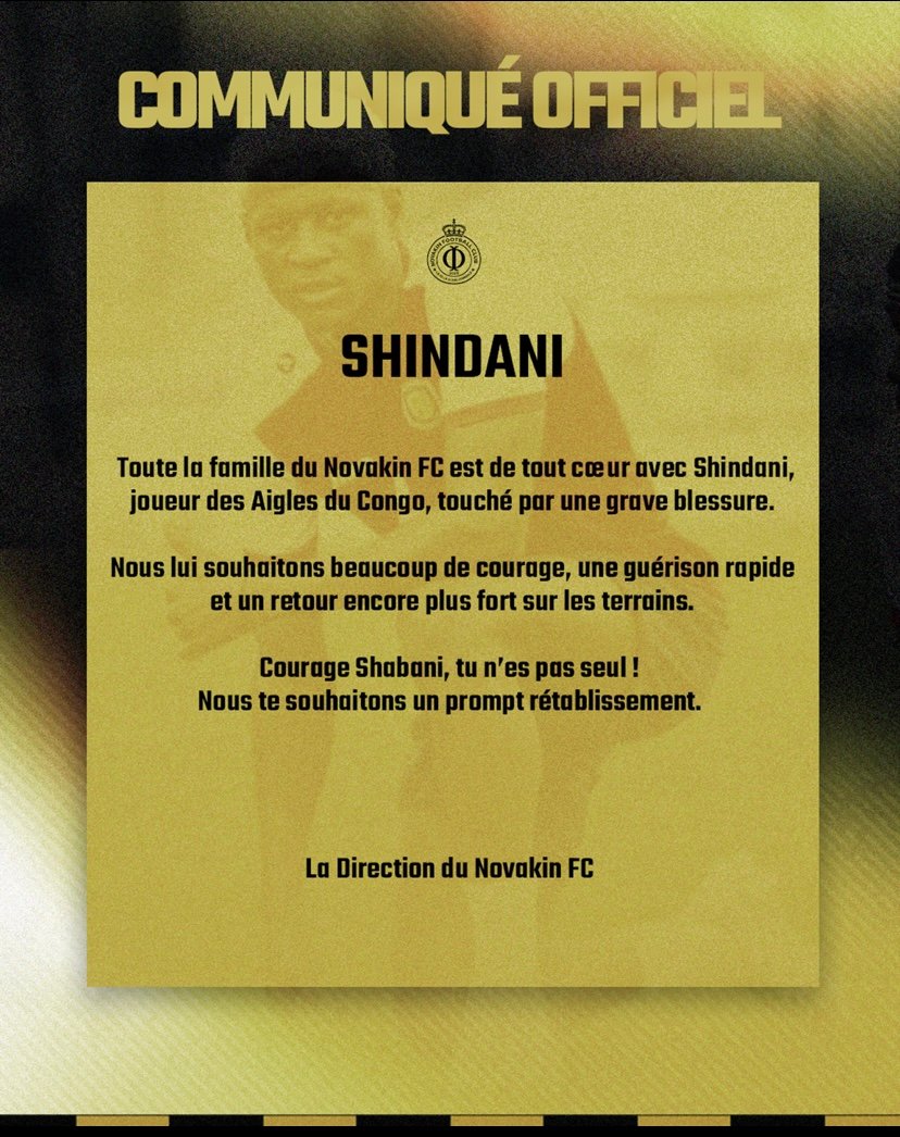 COMMUNIQUÉ OFFICIEL : Le NOVAKIN FC apporte son soutien à COMMUNIQUÉ OFFICIEL